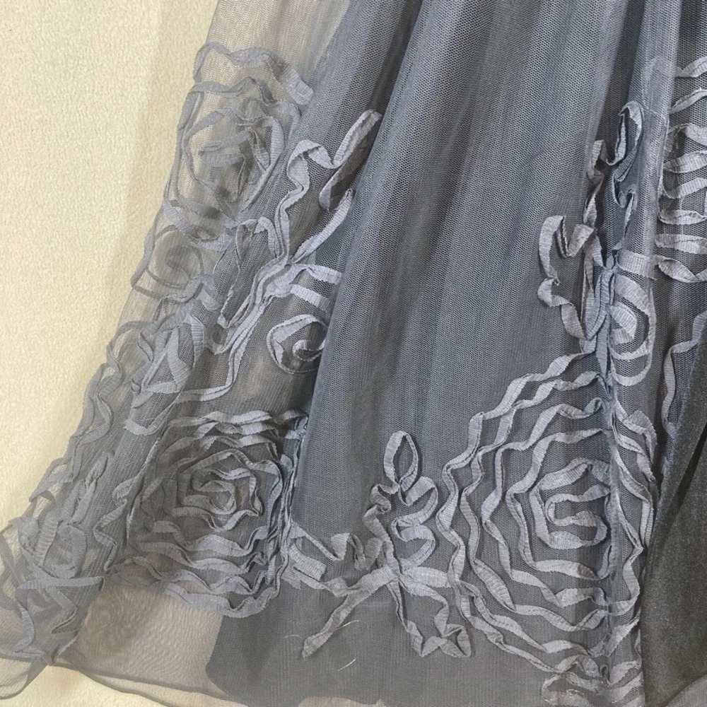A. Byer Y2K Babydoll Dress‎ 11 Gunmetal Grey Sheer Fairy Grunge Whimsigoth Glam